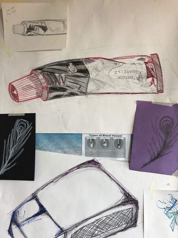 toothpaste and feather